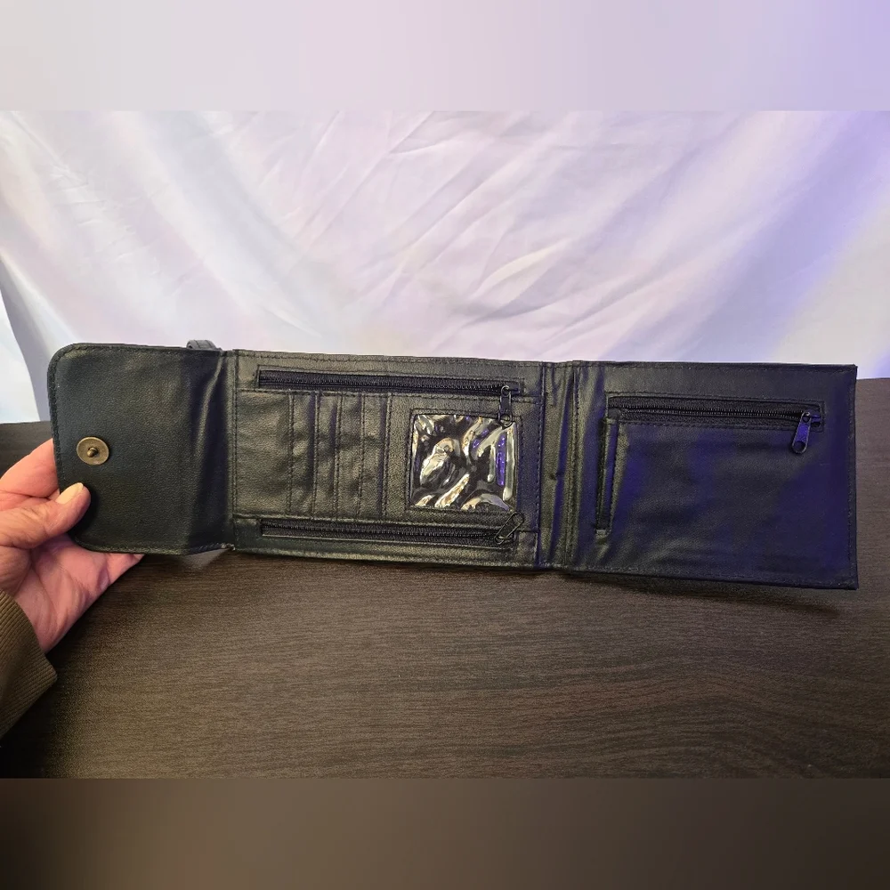 Vintage Black Ruvage Tradition Of Excellence Crossbody Wallet for Men Or Women